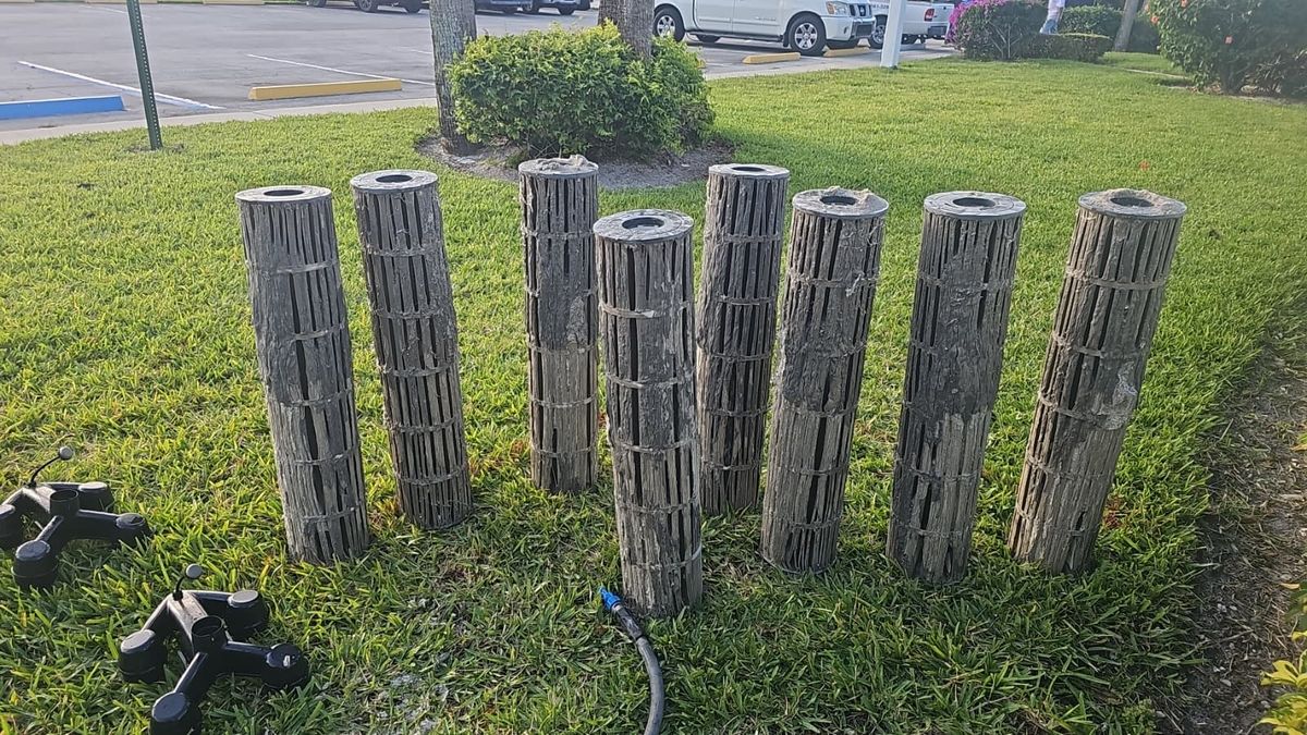 Worn, dirty pool filter cartridges before service