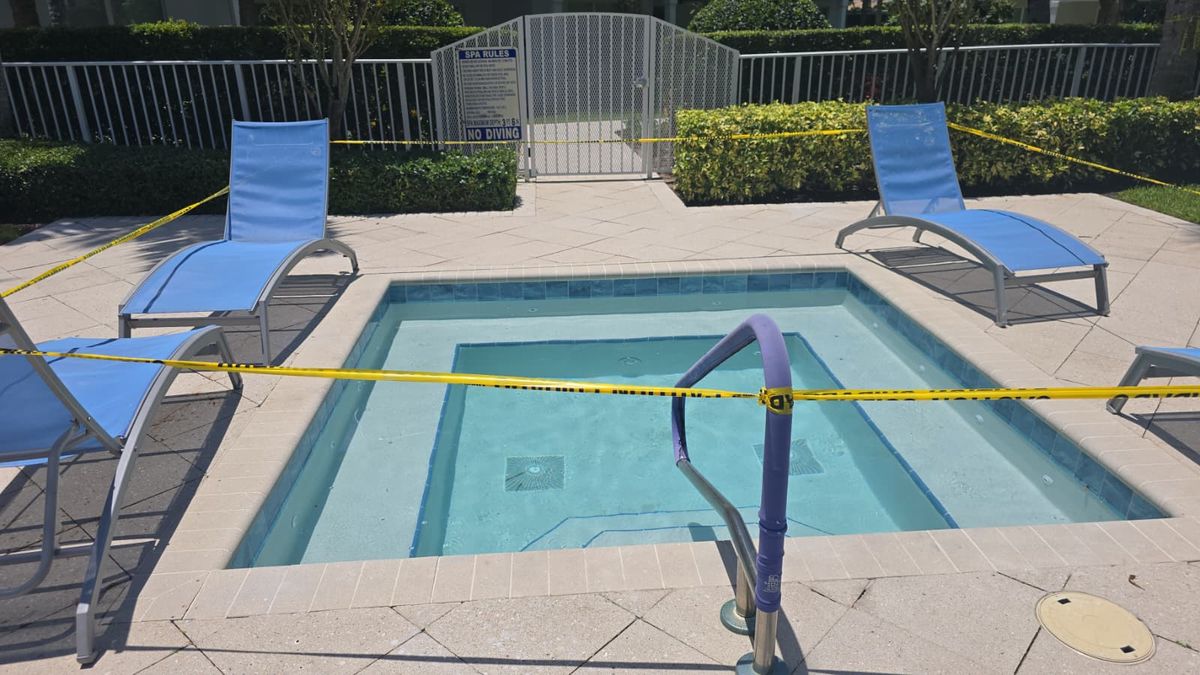 Pool resurfacing job in progress
